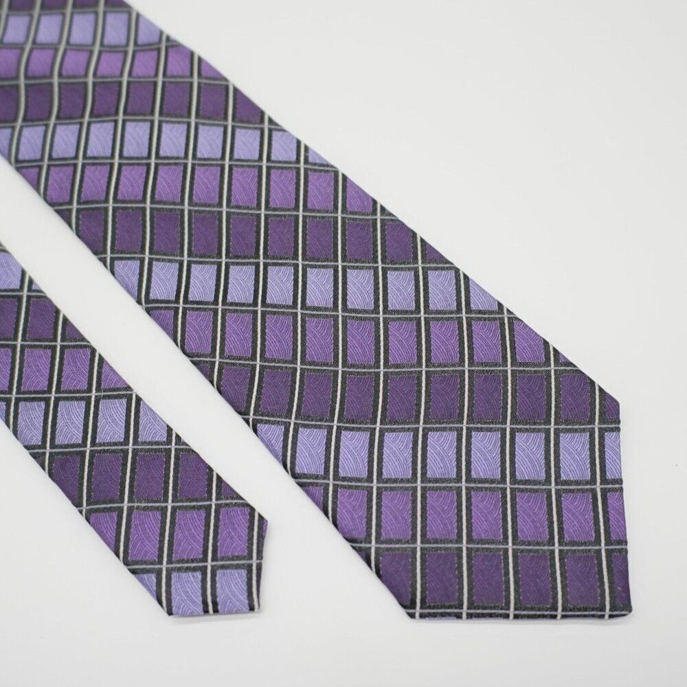 Pronto Uomo Gradient Purple Check Jacquard Woven Silk Tie‎